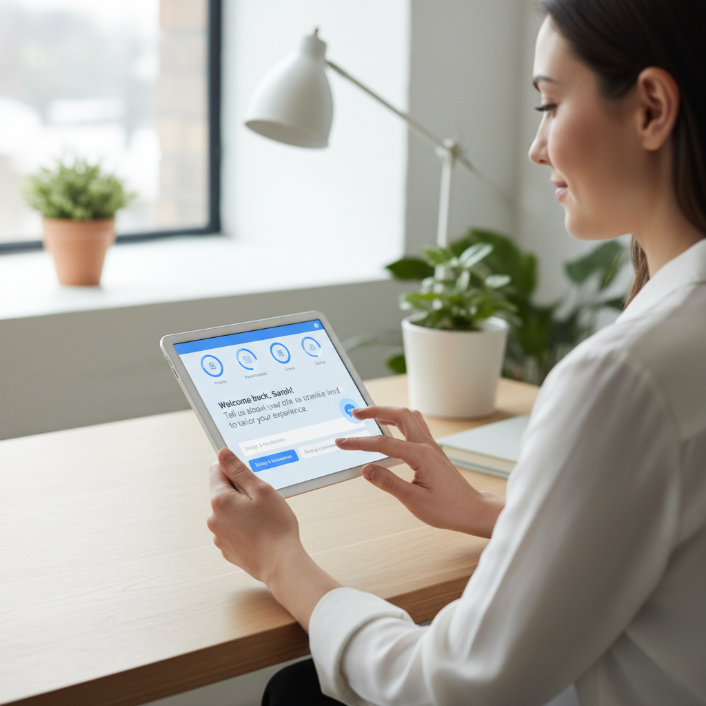 AI-powered onboarding flow on a tablet