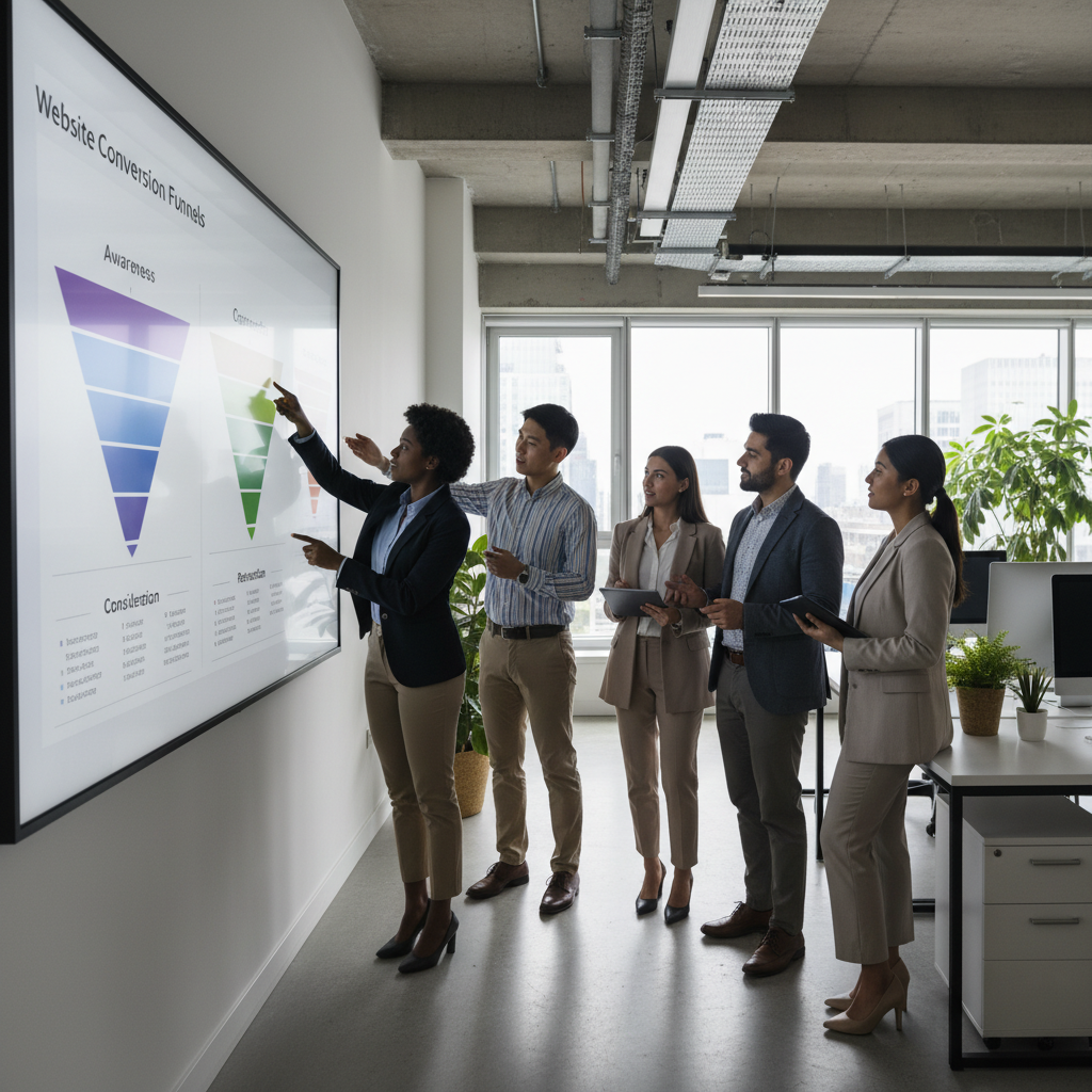 Team analyzing conversion funnels for freemium product