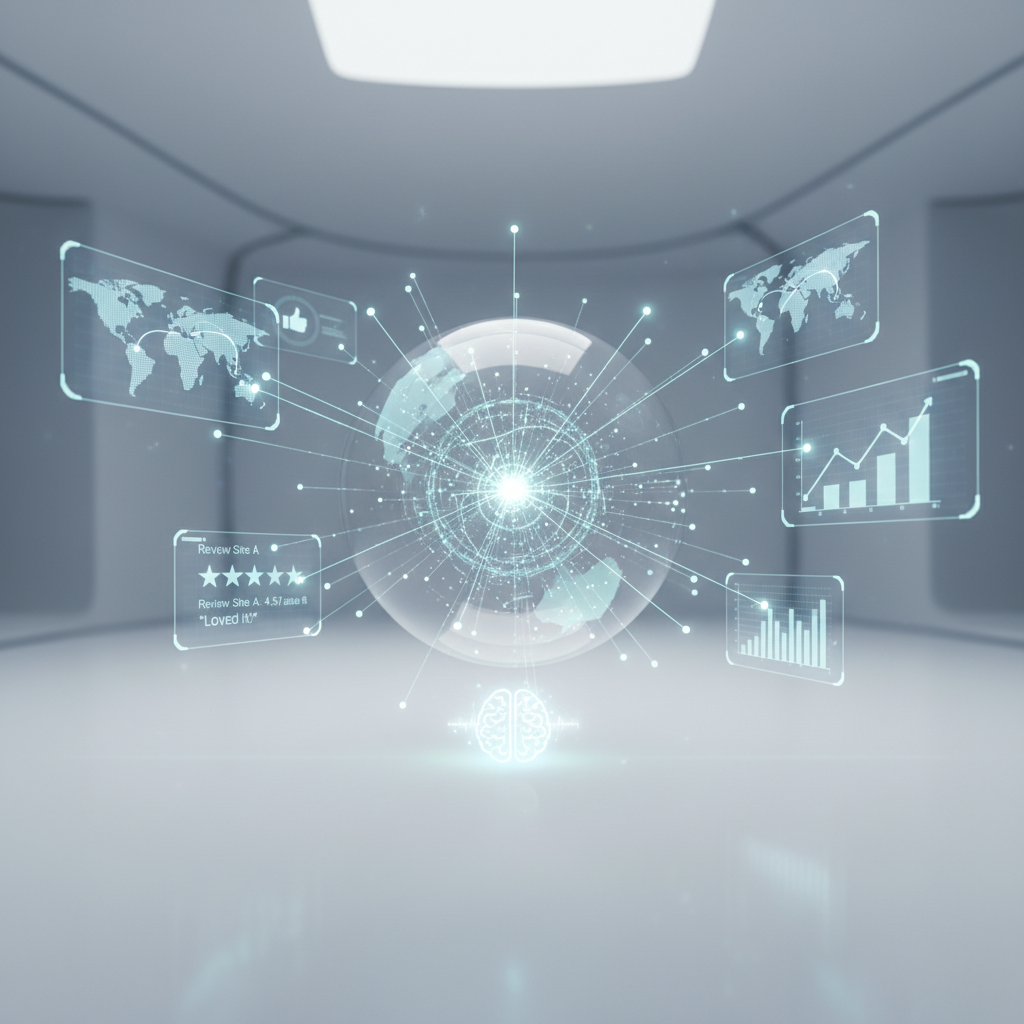 AI algorithm analyzing B2B software reviews for search citations