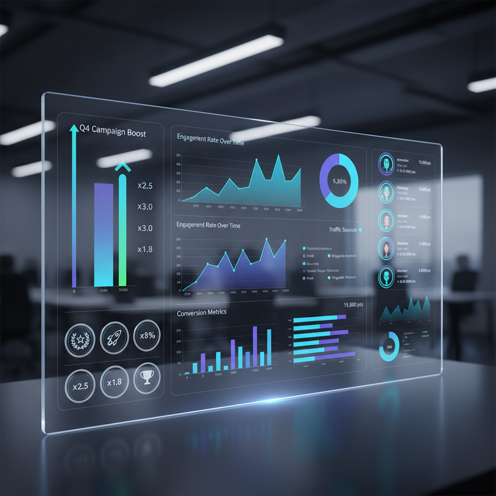 Gamification elements in a digital marketing campaign dashboard