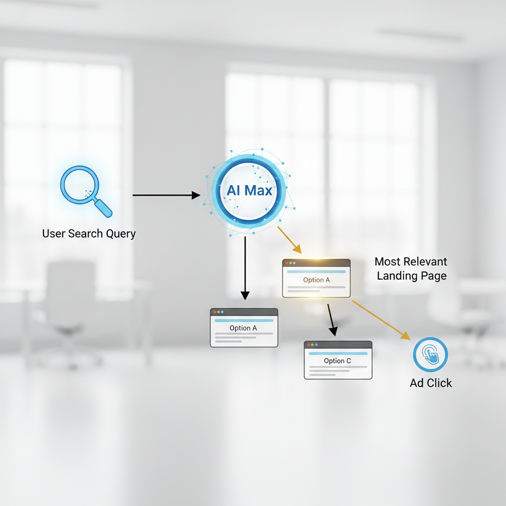 AI Max dynamically selecting the optimal landing page for a user's search