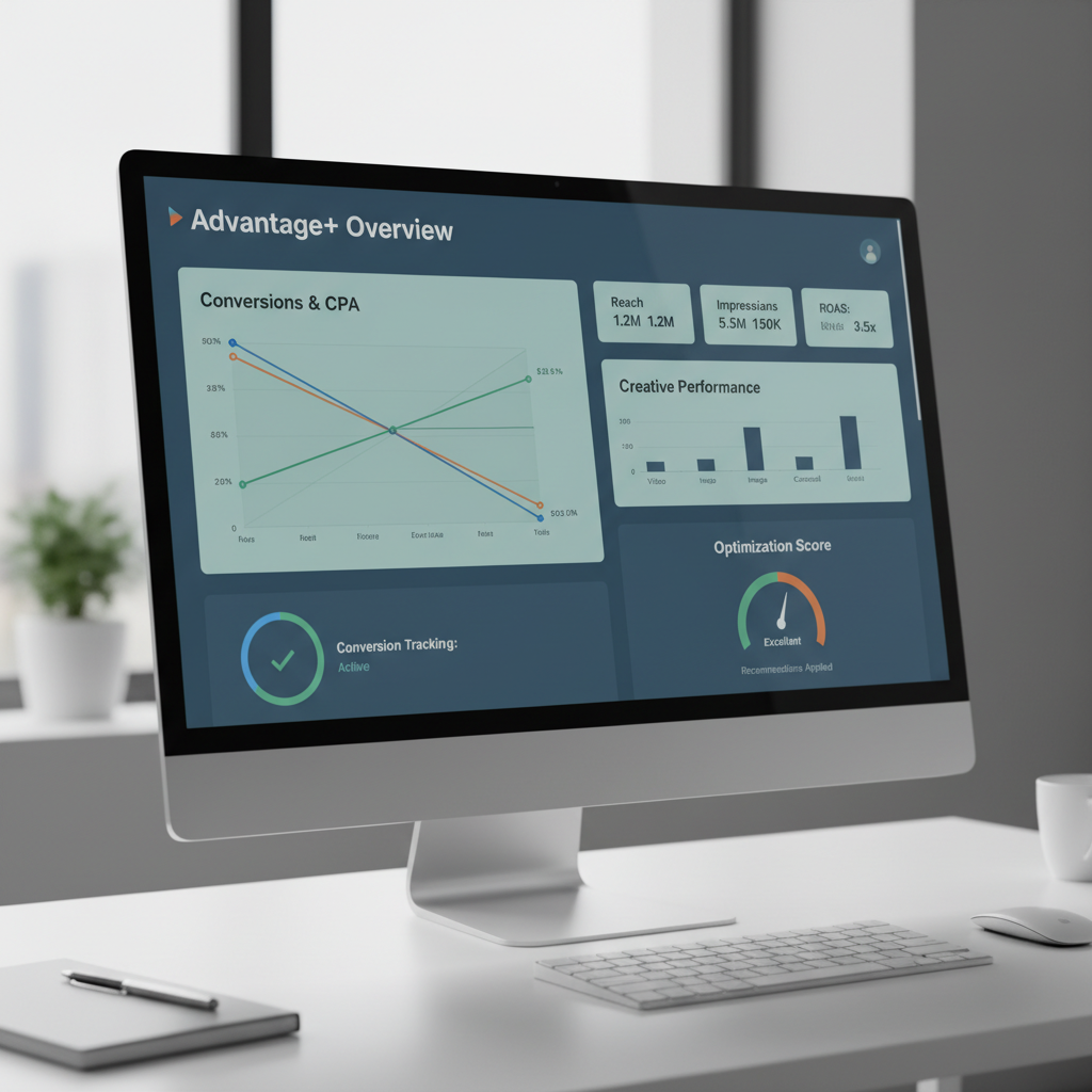 Meta Advantage Plus dashboard demonstrating enhanced conversion tracking and campaign optimization