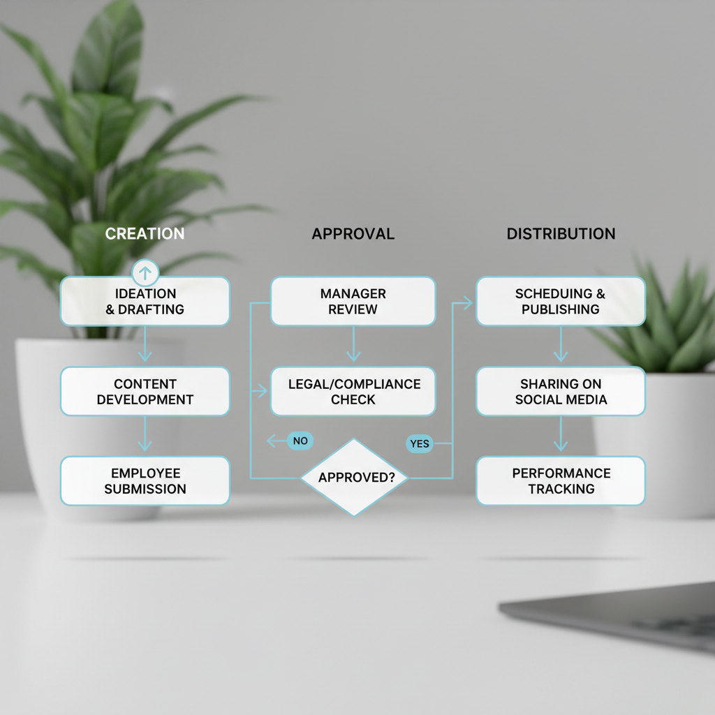 Content workflow for a B2B employee content strategy on LinkedIn