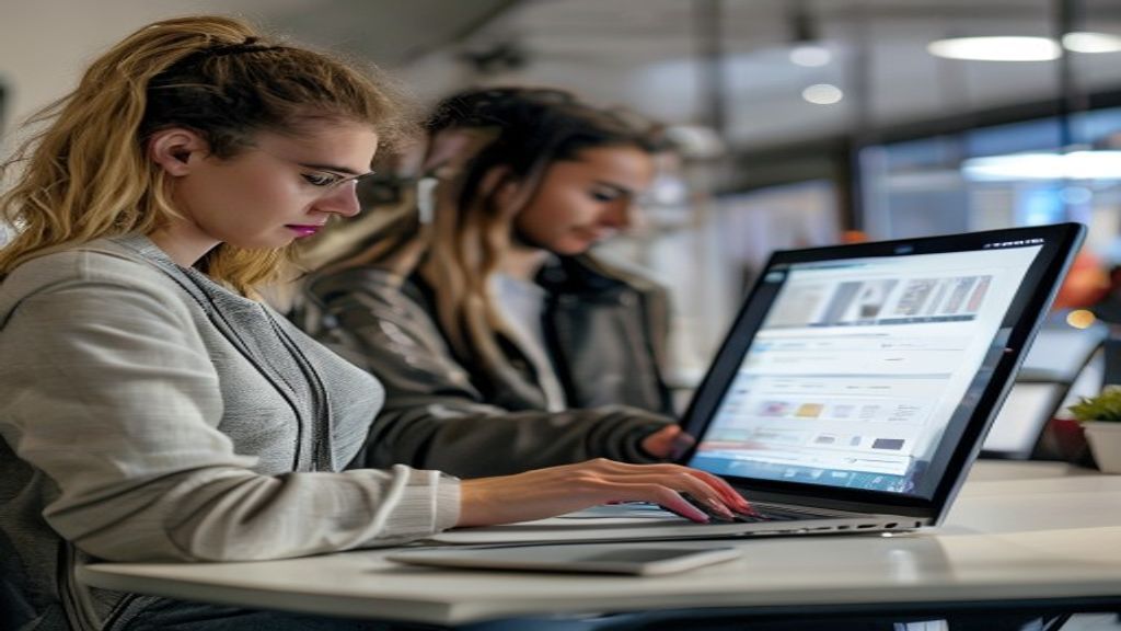 Shoppers using AI shopping comparison tools on a laptop